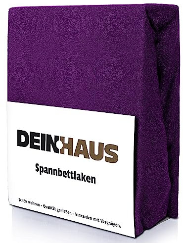 DH DEIN.HAUS Frottee Weiches Spannbetttuch 90 x 200 cm – Baumwolle, mit Gummizug, pflegeleicht, Bettlaken – Farbe: Pflaume