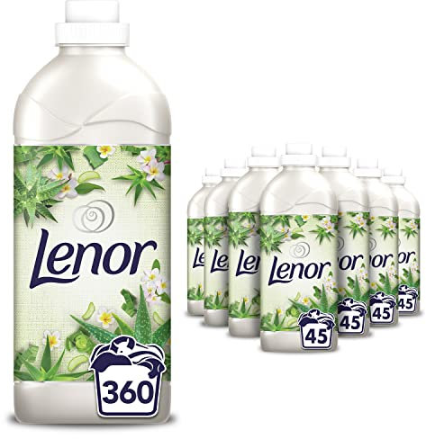 Lenor Aloe Vera Adoucissant, 360 Lavages (1.035L x 8), Pour Une Fraîcheur Et Une Douceur Durables Sans Colorants