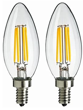 12V E14 LED-ljuskrona glödlampor 4W C35 Leddstearinlampor vintage dekorativa LED Filamentlampa varm vit 2700k 2-pack