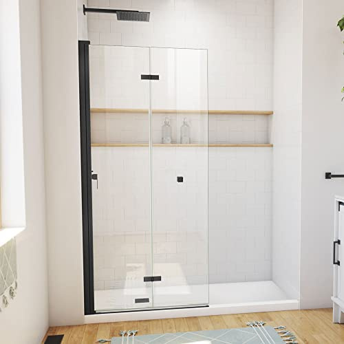 DreamLine Aqua-Q Fold 33 1/2 inch W x 72 inch H Frameless Bi-fold Shower Door in Matte Black