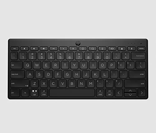 HP 350 Tastiera Wireless e Bluetooth 5.2, Connessione Multi-dispositivo, Qwerty, Layout Italiano, Emoji, Autonomia fino a 2 anni, Compatibile con Windows, Android, Chrome OS, MacOS, iPadOS, Nera