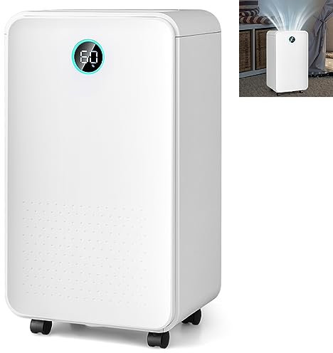 GiantexUK 12L/Day Dehumidifier, Air Dehumidifier with 3 Mode, Digital Humidity Display, Drain Pipe and 24H Timer for Large Room, Basement, Bedroom, Bathroom & Laundry