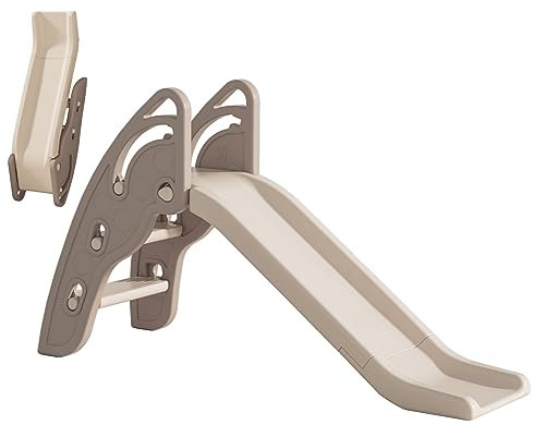 Gupamiga Rutsche Outdoor und Indoor für Kinder mit Griffen, Extra Lngem Rutschgefälle und rutschfesten Treppen, hohe Festigkeit, einfache Montage und faltbar, kinderrutsche ab 3 Jahre (braun)