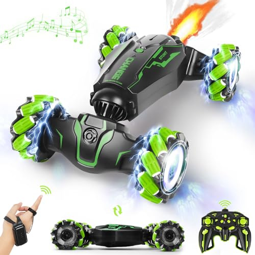 Macchina Telecomandata Auto Rc Cars: Stunt Car Toys Gesture Sensing Rc Car Ricaricabile -Transform 360° Rotating Hand Controlled Car con Spray - Regali di compleanno per bambini ragazzi 8-12 anni