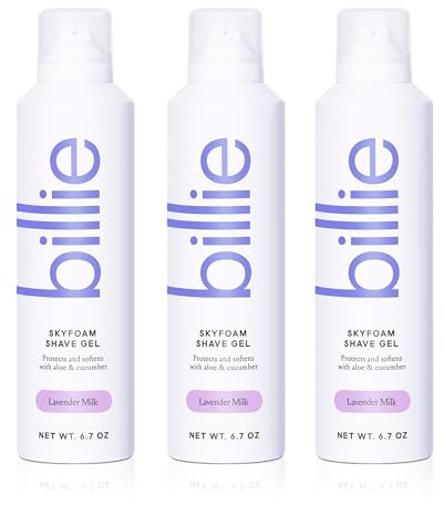 Billie SkyFoam Shave Gel - Lavender Milk Scent - Water-activated Foam - Made With Aloe & Cucumber - For A Close, Smooth Shave - 6.7 fl oz, 3-pack