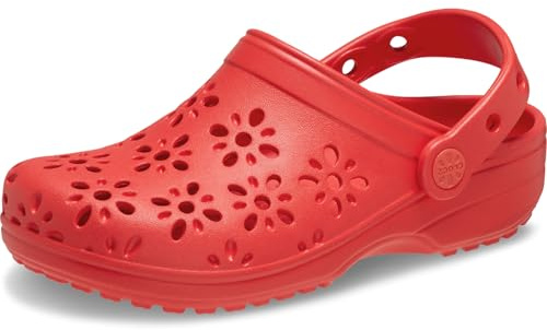 Crocs Mixte Enfant Classic Floral Cut Out Clog T Sabot, Cherry Red, 22-23