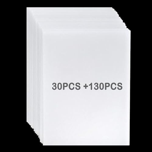 Beyoslf Heat Shrink Plastic Sheets, 30Pcs Shrink Art Paper Shrink Film Sheet with 130Pcs Keychain Accessories, Frosted Shrink Plastic Film Paper Sheet for Creative Art Craft Marking 7.9X5.7 Inch