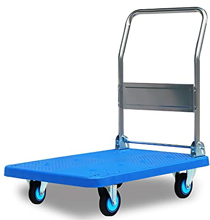 Plastic Transport Trolley with Cushioned Wheels and Folding Metal Handle for Transporting Luggage, Books, Sliding Trolley with High Load, Folding Trolley (Size : 350-mute)