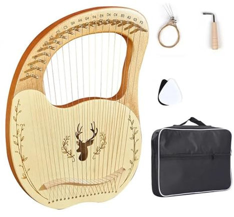 harfe 16/19/21/24 Saiten Harfe Holz Mahagoni Musikinstrument Leier Harfe Mit Stimmschlüssel Ersatzsaiten(19 Wood)
