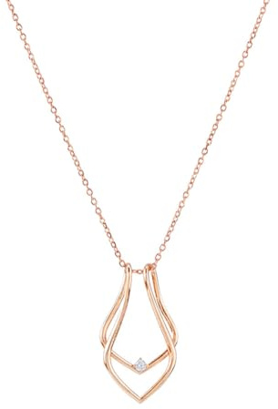 Hobbspring Collar Portaanillos Collar de Boda de Oro Rosa, Colgante de Compromiso Vintage En Forma de Lágrima, Acero de Titanio con Caja de Regalo para Mujeres Damas Cumpleaños