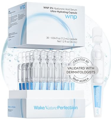 WNP Hyaluronic Acid Serum 3% for Face with 4D Multi-Layer Hydration | Ultra Hydrating Anti-Aging Serum | Moisturizer for Dry & Sensitive Skin | Pre-Makeup Skincare | Single-Use Vials 30PCS