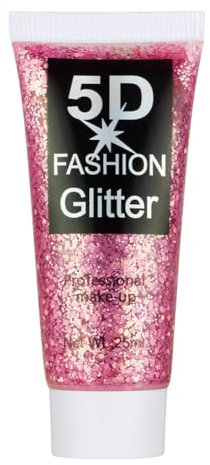 AYBUY Gel Paillettes Visage,Paillette Cheveux Visage,Corps Gel Paillette,Paillette Gel Liquide pour Cosmétique Visage Lèvres Ongles Festival Fête Maquillage Décoration Fête Noël Pâques,Rose,25g