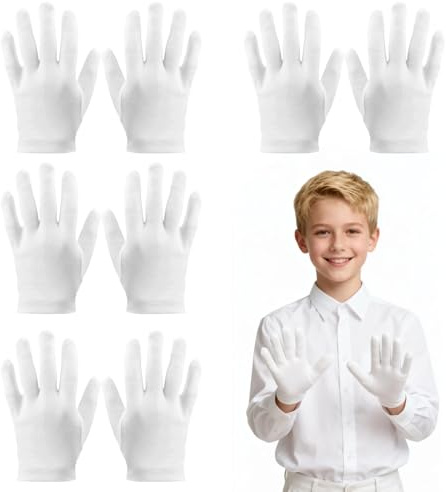 Guantes de Algodon Niños, 4 Pares de Guantes Hidratantes de Algodón Lavables y Reutilizables, Adecuados para Niñosde con Eccema de Manos secas Durante la Noche (10 a 13 años)