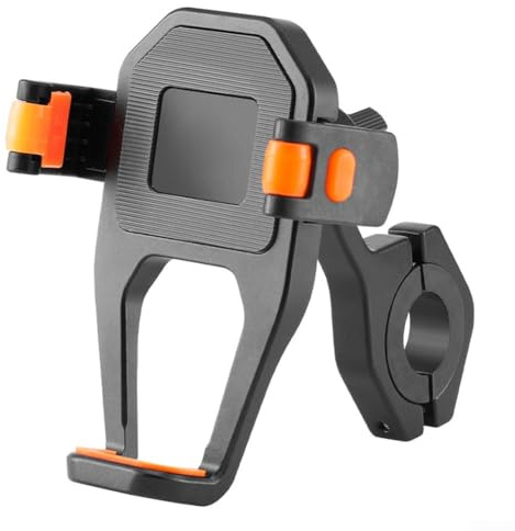 Soporte de teléfono de bicicleta de aleación de aluminio, soporte de bloqueo de resorte para dispositivos de 5,8 a 8,5 cm, soporte de navegación giratorio de 360° con almohadilla antideslizante para
