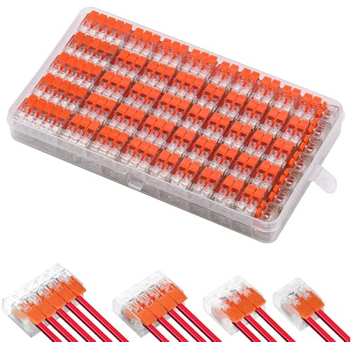 AEMCHDM Connettori Elettrici Rapidi, 80 Pezzi Set di Morsetti Elettrici, Trasparenti in Materiale PC, Mammut per Cavi Elettrici 0,14 – 4 mm², Morsettiere Elettriche per Collegamenti 2/3/4/5 Poli