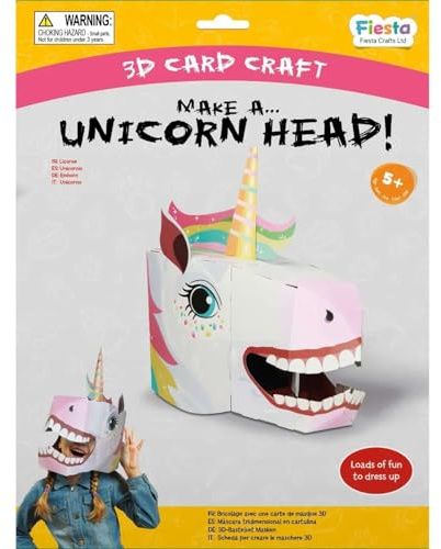 Fiesta Crafts T-3019 Make a 3D Unicorn Mask Card Craft Children's Accessories, Various