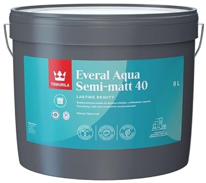 TIKKURILA Everal Aqua 40 - Semi-Gloss Paint For Wood & Metal - Fast Drying Acrylic Enamel - 10 Litres