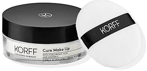 Korff Cipria in Polvere Perfezionante, Polvere Trasparente, Fissa il Make Up, Uniforma l'incarnato, Finish Matt, con Acido Ialuronico e Vitamina E, Confezione da 9 g