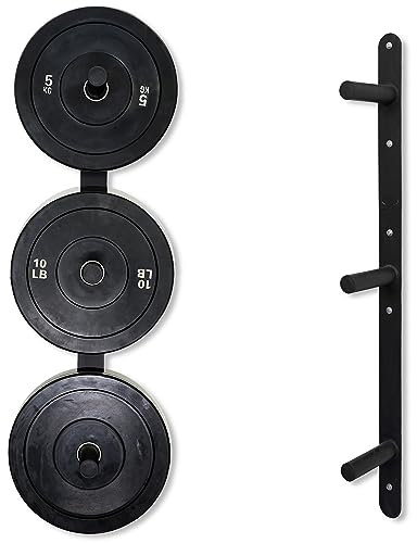 Signature Fitness Hantelscheiben-Aufbewahrungsregal, Hantelscheibenhalter, Wandmontage, Stoßstangenplatte, Aufbewahrung für Heim-Fitnessstudio, passend für 5,1 cm olympische Platten, 3 Heringe