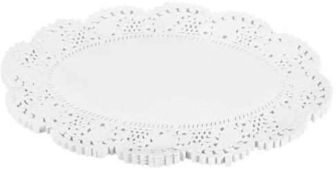 QUARKZMAN 100Pcs Napperons En Papier Dentelle Blanche 6,5 X 9 Pouces Napperons Ovales En Papier Pour Mariage, Anniversaire, Goûter
