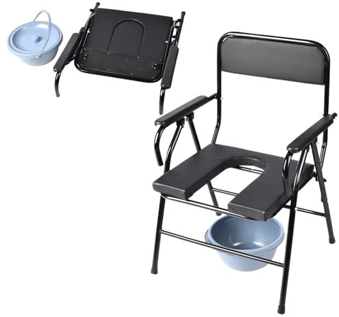 Toilettenstuhl Höhenverstellbarer Krankenstuhl mit Sanitärausstattung, stabil und hygienisch, ideal für Senioren und Menschen mit eingeschränkter Mobilität, einfach zu reinigen (8234)