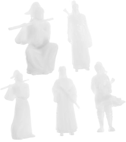KITANDOVE Résine Miniature Exquise : 5 Figurines Chinoises Anciennes pour Décoration de Jardin de Bureau