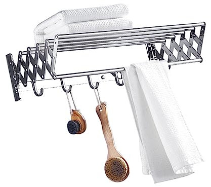 Alipis Porte-serviettes Télescopique De 50 Cm Support Mural Autonome En Acier Inoxydable Pour Salle De Bain Et Cuisine