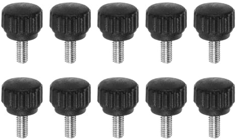 QUARKZMAN 10pz Vite a Testa Zigrinata Pomelli a Mano M4 x 8mm Filettatura Maschio Metrica Testa in Plastica Opaca da 13mm in Acciaio Inossidabile 304 Manopola Serraggio Bloccaggio, Nero