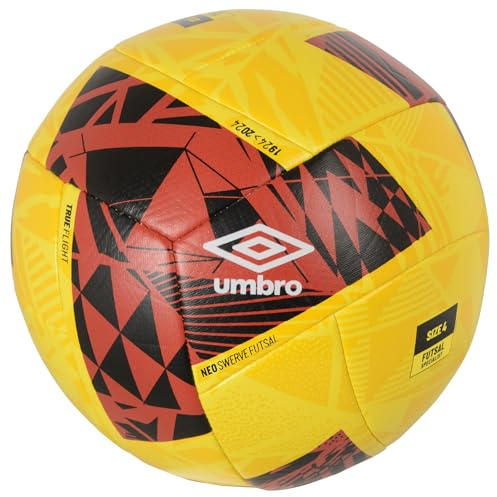 Umbro Futsal Swerve - Pallone da calcio, misura 4, colore: Giallo/Rosso/Nero