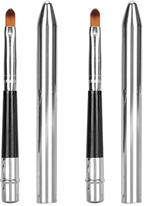 2 st läppborste ergonomisk infällbar tätningsdesign liten enkel rengöring enkelt huvud aluminiumrör läppstift borste läppborste smink och skönhetsverktyg