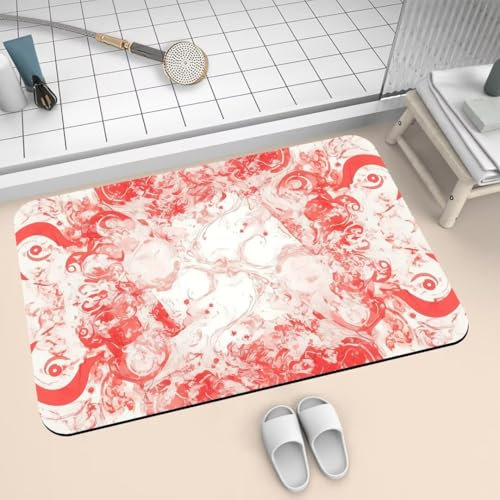 Tappetino da Bagno Antiscivolo 80x140cm Tappeti Tappeto Bagno Grande Super Assorbente in Pietra, Tappeto Tappetino Doccia ad Asciugatura Rapida, Sottile, Lavabile Diatomite Bath Mat Red 2-146