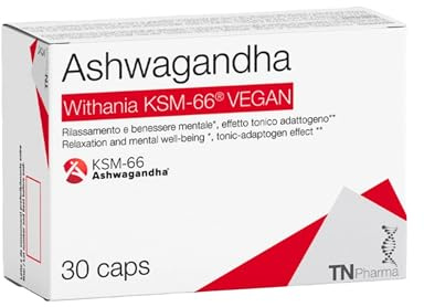 TN Pharma Ashwagandha KSM-66, Integratore Adattogeno Vegan, 30 Capsule, Con Withania Somnifera 300mg, Senza Glutine e Lattosio per il Benessere Mentale e Fisico