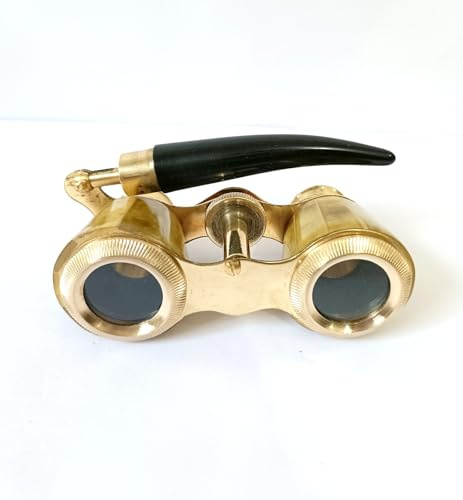 Vintage operaglasögon, guldpläterad mässing med svart handtag, teaterkikare, hopfällbar Lorgnette-stil