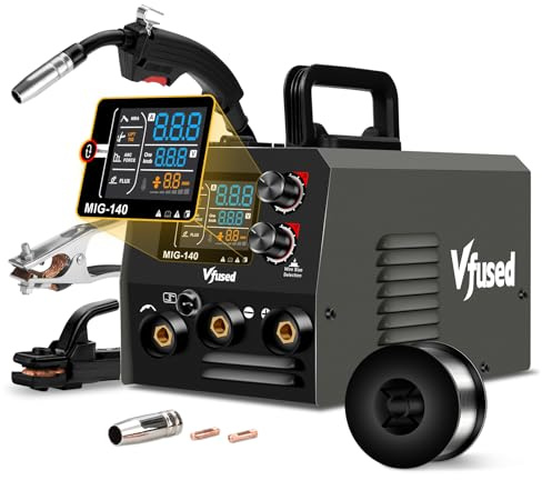 MIG Schweißgerät 220V Flux MIG/WIG/MMA 3-in-1 Fülldraht Schweißgerät IGBT Inverter Schweissgerät mit Synergischem Drahtvorschub Digitalanzeige für Profis Anfänger