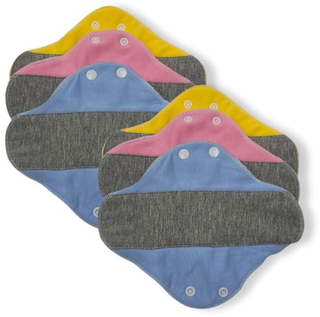 Targonix 6 compresas de algodón lavables reutilizables en 3 colores para el cuidado menstrual diario, hogar, viajes y uso diario