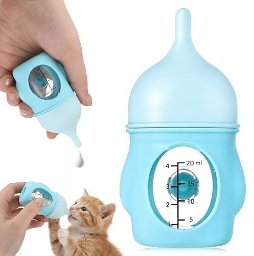 Aphumedc Kitten Bottle for Nursing, Miracle Nipple for Kittens Puppy Kitten Milk Replacement, Silicone Kitten Feeding Bottle for Pregnant Cat Essentials (Blue)