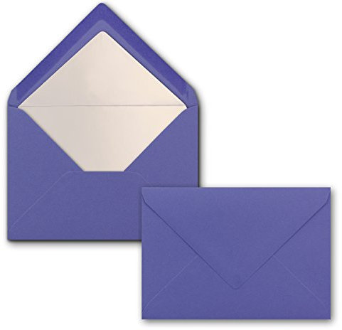 50 Briefumschläge Violett - DIN C6 - gefüttert mit weißem Seidenpapier - 90 g/m² - 11,4 x 16,2 cm - Nassklebung - NEUSER PAPIER