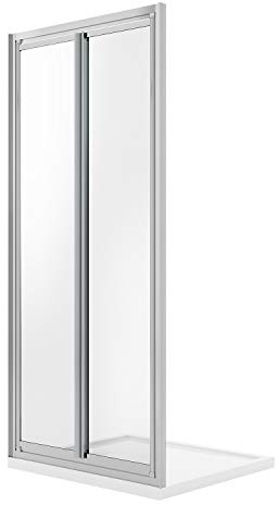 Idralite Porte de Douche 80CM H185 Verre Transparent Ouverture Saloon avec 2 parois pivotantes Mod. Clint
