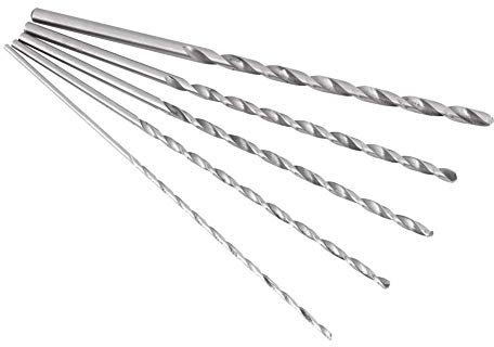 Jeu de Forets Hélicoïdaux Extra Longs à Tige Droite - 5 Tailles Différentes pour Plastique, Maçonnerie, Bois et Métal