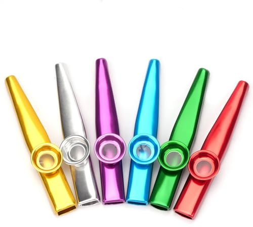 SUEIANNMN 6 Colors Kazoo Musical Instruments Aluminum Alloy Kazoo Sets with 6 Membrane Harmonica Musical Accompaniment for Guitar, Ukulele, Violin, Piano Keyboard