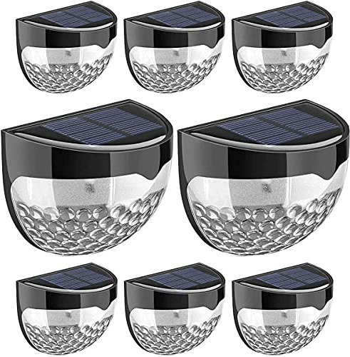 QASIMOF Solar Fence Lights, Decorative LED Garden Lights Waterproof Solar Powered for Patio, Yard, Garage, Stairway, Gate, Wall (8 Pack)