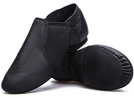Womens Split Sole Jazz Shoes Adults Slip On Leather Ballet Pumps Gymnastic Flats Black Dance Shoes