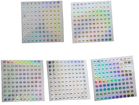 5 feuilles numéro 1-500 rond étanche numéro d'ongle autocollant Laser étiquette numérique auto-adhésif numéro autocollant Gel polissage marque manucure outil