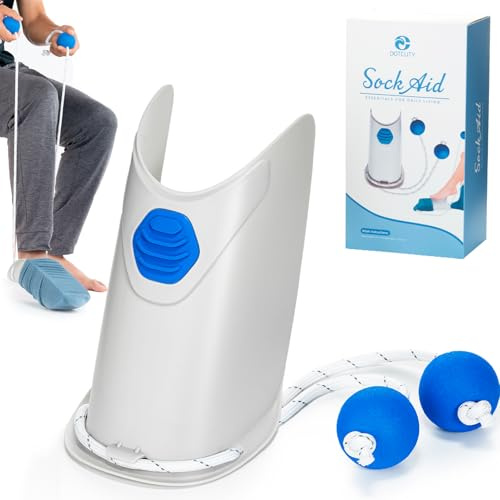El extractor de calcetines Sockster ayuda ayudante para discapacitados, ancianos, embarazadas y lesiones deportivas, herramienta de asistencia para vestirse con asas redondas ergonómicas de espuma