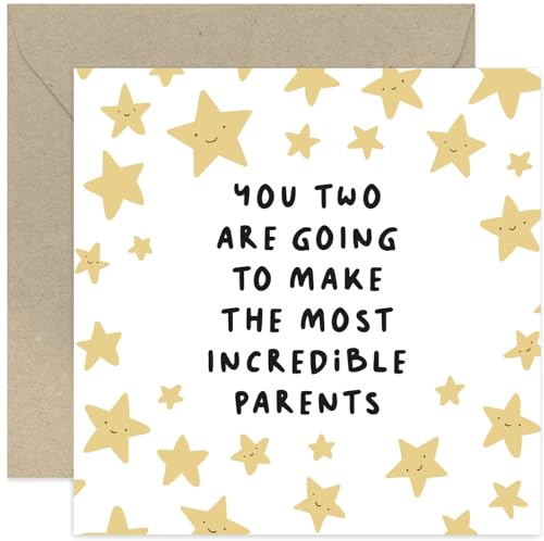 Old English Co. Make Great Parents Baby Announcement Card for Couple - Arrival Pregnancy Card for New Expecting Parents - Cute Baby Shower Card for Mumm To Be - Neutral Design | Blank Inside Envelope