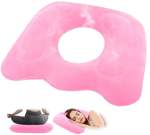 LWMTT Cojín Ortopédico Inflable, Cojín de Asiento de Hemorroides, Cojín Coxis Inflable para Escritorio Silla Ruedas Asiento Coche, Almohada Viscoelástica Ergonómico, Alivio Cóccix y Ciática (Rosa)