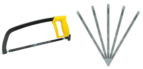 Stanley Pistol Grip Hacksaw 1 15 122 & 2-15-842 300mm Lion Hacksaw Blades, Silver