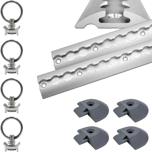 Rail d'avion semi-circulaire argenté anodisé 2 x 1 m avec 4 œillets et 4 embouts, rail d'arrimage en aluminium robuste, grande stabilité et durabilité, pour remorques, voitures, camions, camping-cars