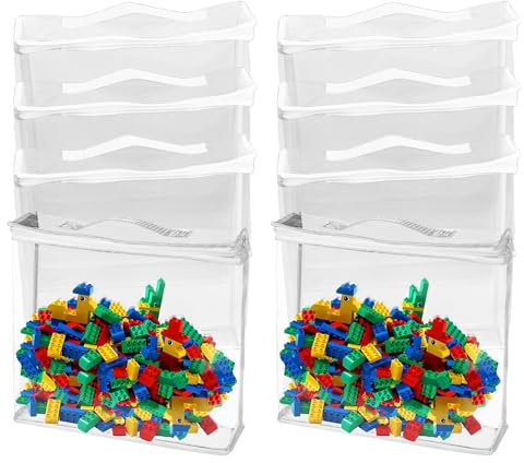 Hojalis 8 Pcs Toy Storage Bags, 40x30x10cm PVC Clear Storage Bags with Zipper, Waterproof Toy Organizing Bags, Toy Storage Bag for Kids Building, Blocks, Puzzles, Books
