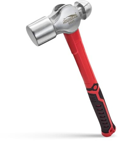 HOUSERAN Marteau à Panne Ronde 1100g/33cm - Marteau de Forgeron en Acier au Carbone Poignée Antidérapante pour Travaux Métal Réparation Charpente